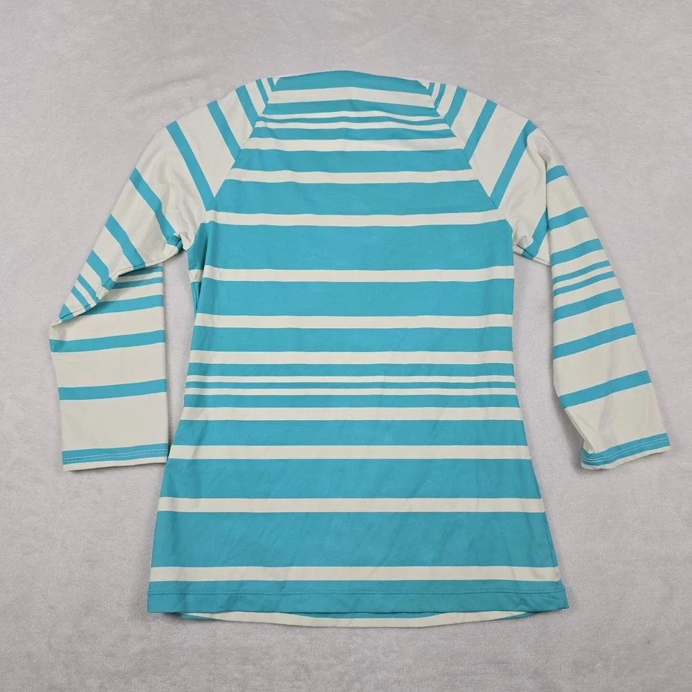 Lauren Ralph‎ Lauren Girl's Size Small Stretch Striped Blue White Shirt